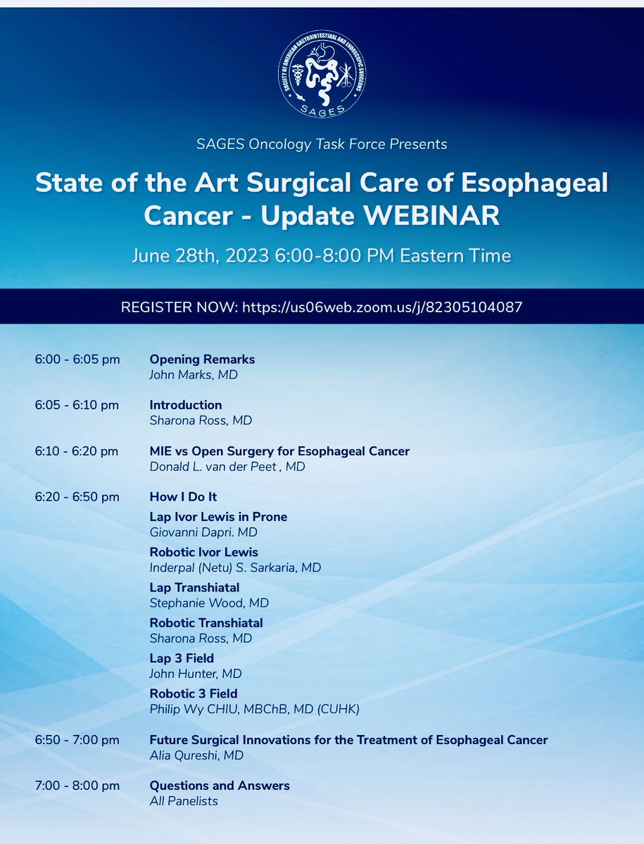 Sharona B. Ross (@rosssharona) on Twitter photo Join our webinar this evening
REGISTER NOW: us06web.zoom.us/j/82305104087 <a href="/SAGES_Updates/">SAGES is in Tampa in 2026!</a> <a href="/AcademicSurgery/">Assoc4AcademicSurgery</a> <a href="/SSATNews/">SSAT</a> <a href="/SESC_AmSurg/">SESC & The American Surgeon</a> <a href="/AdventHealth/">AdventHealth</a> <a href="/AdventHealthCFL/">AdventHealth Central Florida</a> <a href="/AdventHealthWFL/">AdventHealth West Florida</a> <a href="/HCAhealthcare/">HCA Healthcare</a> <a href="/BayCare/">BayCare</a> <a href="/TGHCares/">Tampa General Hospital</a> <a href="/orlandohealth/">Orlando Health</a> <a href="/MoffittNews/">Moffitt Cancer Center</a> <a href="/ForegutSociety/">The American Foregut Society</a> <a href="/AmCollSurgeons/">American College of Surgeons</a> <a href="/AmBdSurg/">American Board of Surgery</a> Join our webinar this evening
REGISTER NOW: us06web.zoom.us/j/82305104087 <a href="/SAGES_Updates/">SAGES is in Tampa in 2026!</a> <a href="/AcademicSurgery/">Assoc4AcademicSurgery</a> <a href="/SSATNews/">SSAT</a> <a href="/SESC_AmSurg/">SESC & The American Surgeon</a> <a href="/AdventHealth/">AdventHealth</a> <a href="/AdventHealthCFL/">AdventHealth Central Florida</a> <a href="/AdventHealthWFL/">AdventHealth West Florida</a> <a href="/HCAhealthcare/">HCA Healthcare</a> <a href="/BayCare/">BayCare</a> <a href="/TGHCares/">Tampa General Hospital</a> <a href="/orlandohealth/">Orlando Health</a> <a href="/MoffittNews/">Moffitt Cancer Center</a> <a href="/ForegutSociety/">The American Foregut Society</a> <a href="/AmCollSurgeons/">American College of Surgeons</a> <a href="/AmBdSurg/">American Board of Surgery</a>