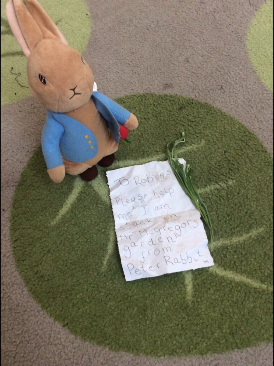 ristonschool's tweet photo. Today the Robins received a letter from Peter Rabbit asking them to rescue him from Mr McGregor’s garden! https://t.co/a4IyP7QFL4
