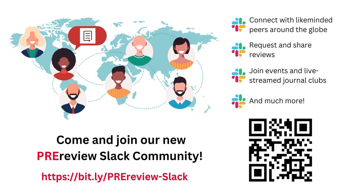 We are delighted to announce the launch of our new @PREreview_ Slack community—a dedicated space to connect with like-minded peers and participate in brave conversations that challenge the status quo around all things #peerreview.
Sign up at bit.ly/PREreview-Slack