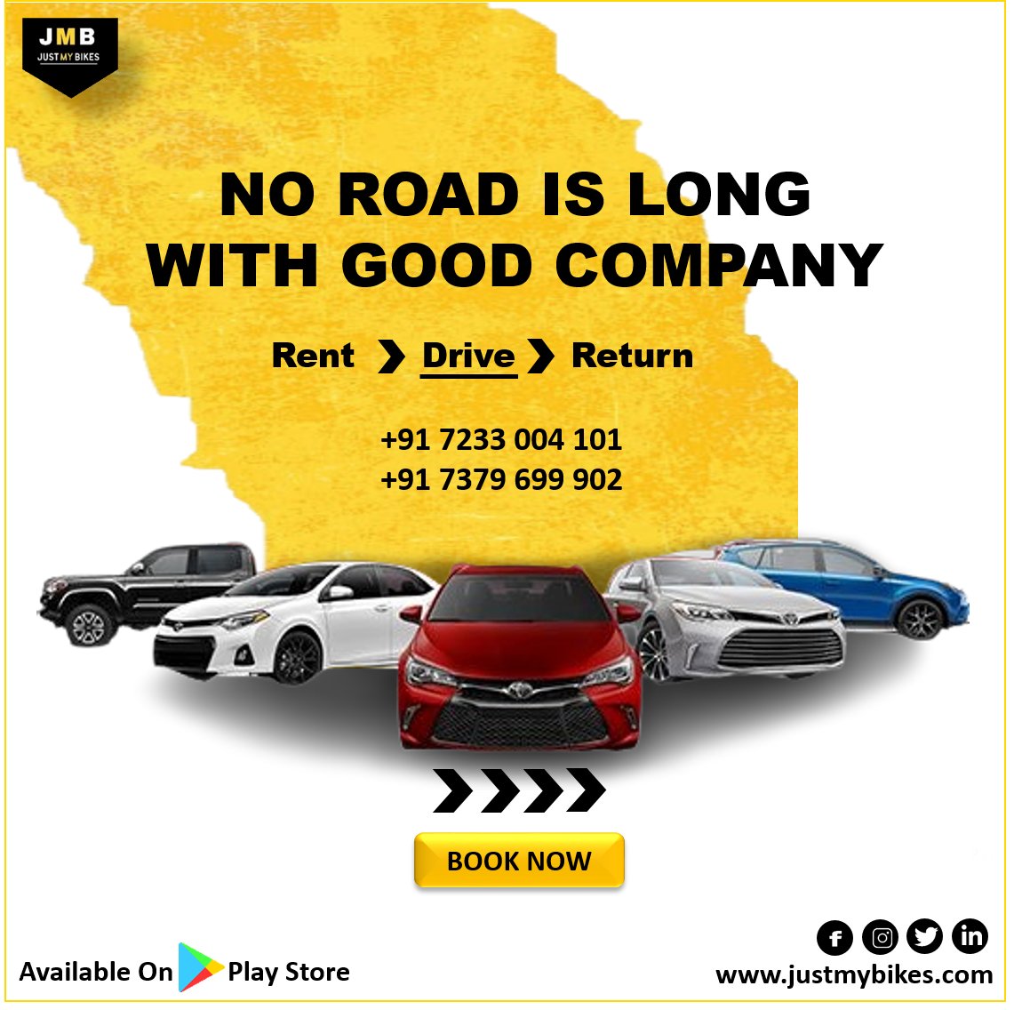 justmybike's tweet photo. Why rely on public transportation when you can drive yourself?
Book Your Dream Car Now
+91 7379 699 902
+91 7233 004 101
To follow more details visit:
https://t.co/k9BNxpPTRd
Download app: https://t.co/8WtmrKM3Jt
#DriveYourExperience #RentAndRoam #AutoAdventures #ExploreOnWheels https://t.co/IEcslfu33F