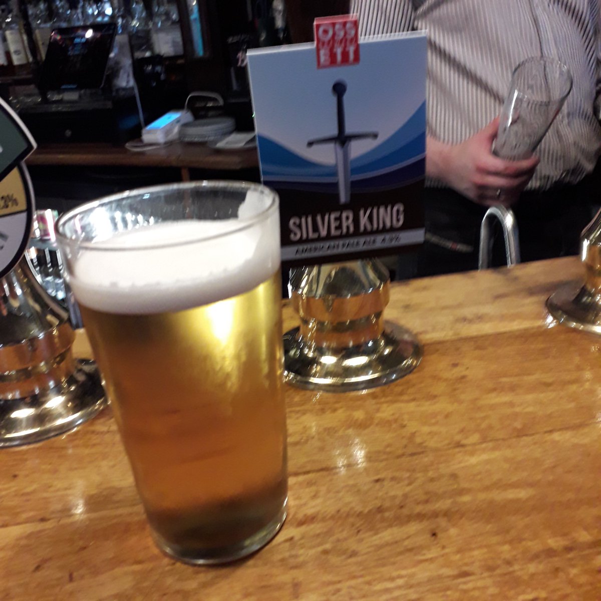 So, on our return from Leeds we took the short walk from Chester Station to <a href="/HarkersArms/">The Old Harkers Arms</a> to be greeted by  <a href="/ossettbrewery/">Ossett Brewery</a> Silver King on the bar. Just as cracklingly good as we sampled in the brewery's Hop in Granary Wharf at the weekend.  A lovely Yorkshire welcome back.#caskale