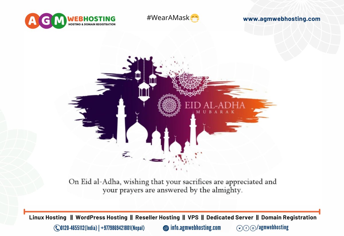 AGMWebHosting's tweet image. 🌙 Eid-ul-Adha Mubarak! 🐐

On this joyous occasion, AGM Web Hosting extends heartfelt wishes to all our valued clients and friends! May this festival of sacrifice bring you immense blessings, happiness, &amp;amp; success. 🌟
#EidUlAdha #EidMubarak #AGMWebHosting #Celebration #Blessings