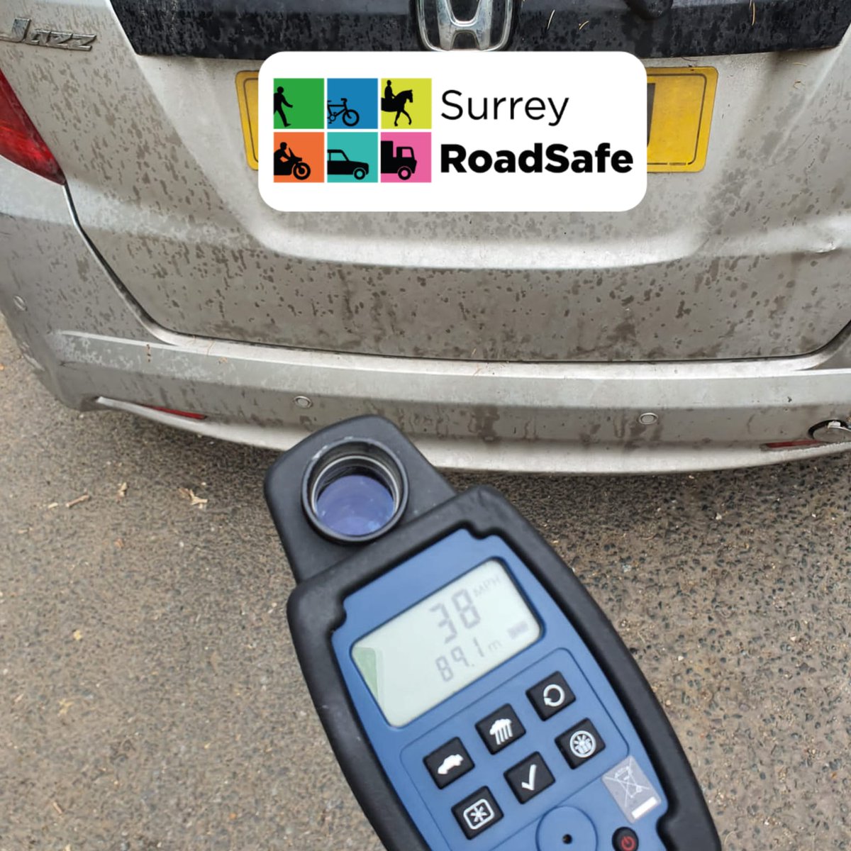 SurreyRS's tweet photo. Driver didn't see the officer step out to stop her speeding, in full high vis uniform outside Send Jnr School. She was required to take part in an eyesight test whereby she had to read a number plate from 20m. She was able to read it at just 6.5m. Licence immediately revoked. https://t.co/NmKxrjWmZD