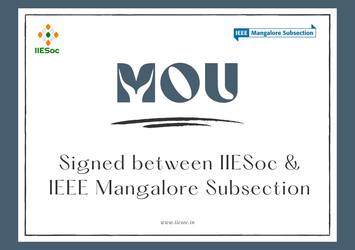 IIESoc (@iiesoc_in) on Twitter photo An MoU has been signed between #IIESoc and #IEEE Mangalore subsection (<a href="/ieeeMangalore/">IEEE Mangalore Sub-Section</a>) to work together on #IPv6 knowledge webinars, student certification, and further push for IPv6 deployment.
More about IEEE Mangalore Subsection: ieee-mangalore.org An MoU has been signed between #IIESoc and #IEEE Mangalore subsection (<a href="/ieeeMangalore/">IEEE Mangalore Sub-Section</a>) to work together on #IPv6 knowledge webinars, student certification, and further push for IPv6 deployment.
More about IEEE Mangalore Subsection: ieee-mangalore.org