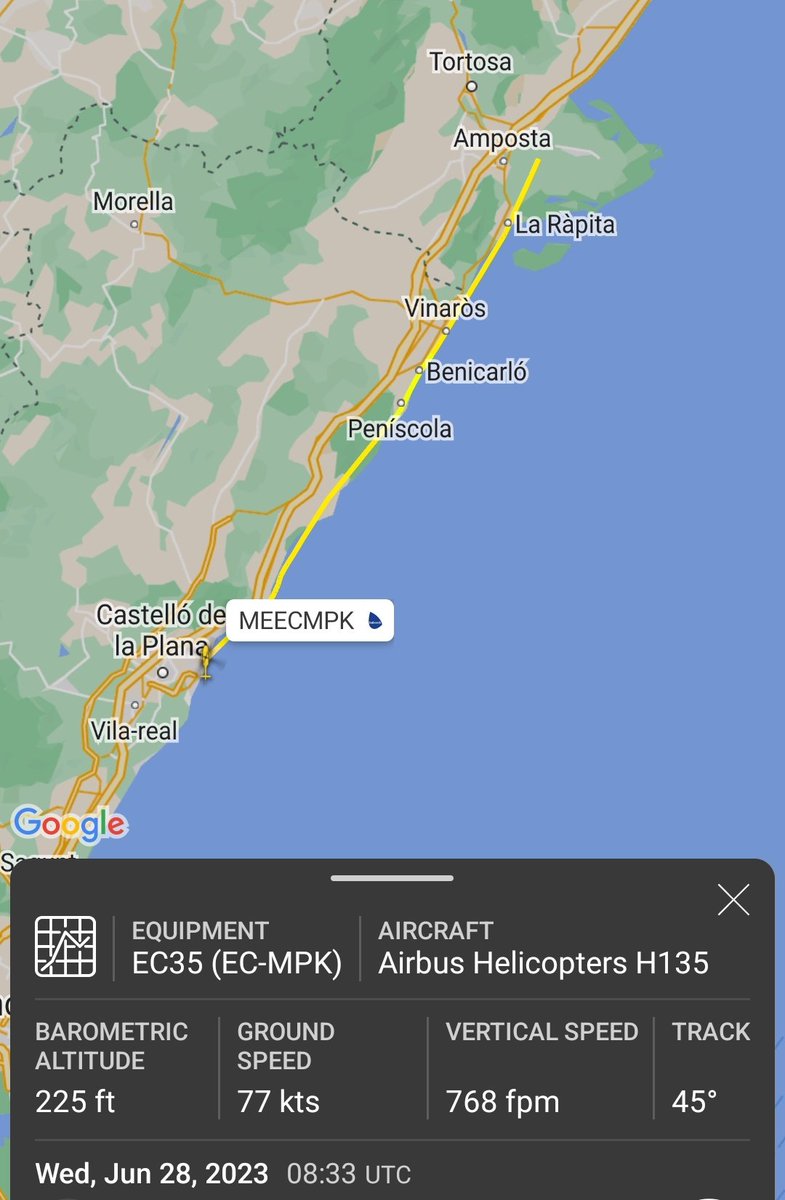 Visita d'un dels "Gigante" de la Consejería de Sanidad de Castella-la Manxa a l'hospital Germans Trias i Pujol de Badalona. Ha sortit de Toledo aquest matí i ha hagut de fer escala a Castelló, i imagino que tornen fent el contrari #transitaeri #transitaericatalunya