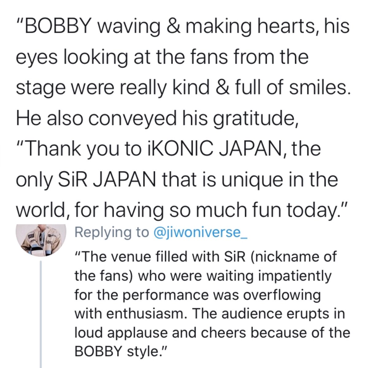 jiwoniverse_'s tweet photo. SiR means “Sunrays in Rain” and that’s bobby’s fandom name, but even though that’s his fandom name, he still makes sure to include iKON &amp; iKONICs w/ the “i” lowercase. bobby also named his 1st single album, 1st solo tour, japan acc &amp; fanclub as S.i.R. yup he‘s sweet like that 🥺 https://t.co/m4bYs3ts7e
