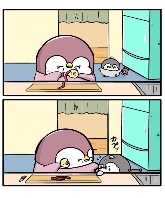 ちゃんぺんとお母さん 「りんごを剥いてもらいました」
