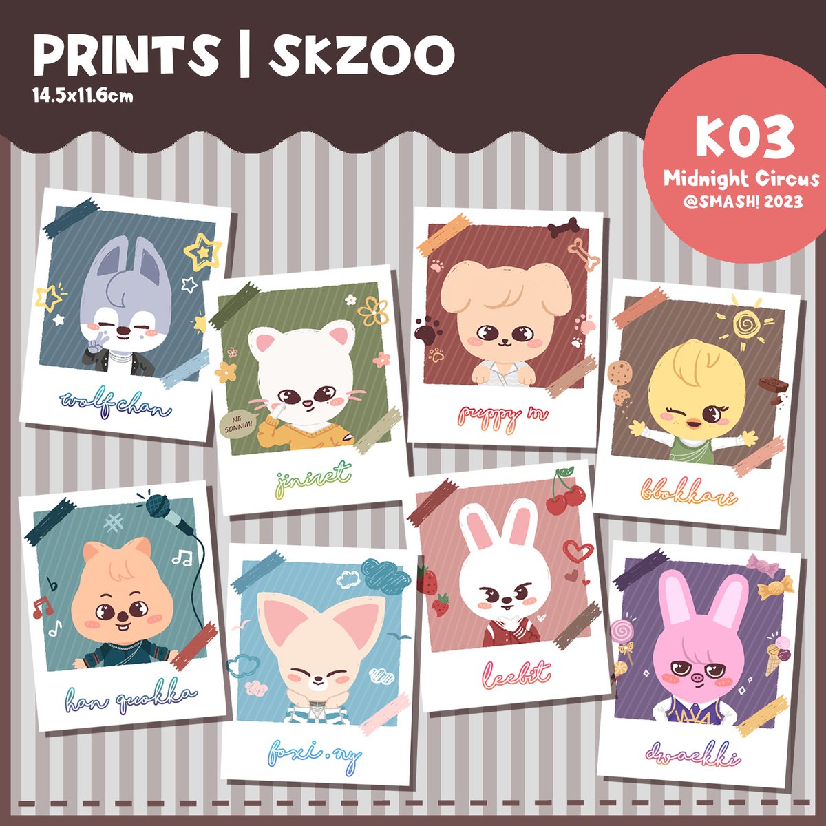 kiroppu's tweet photo. SKZOO prints will be available at #smashcon this weekend!!!

#smashcon2023 https://t.co/YkY45IxC7t