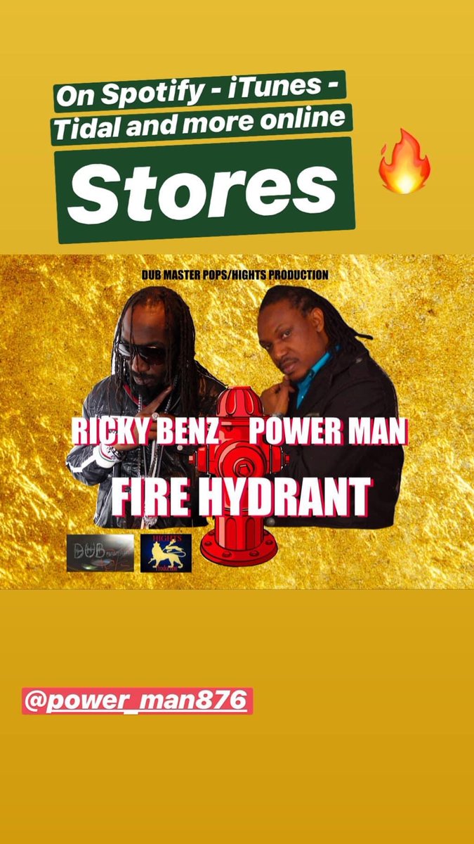 Ricky Benz ft Power Man - Fire Hydrant 
Spotify link - open.spotify.com/album/2X58pNxO…
#rickybenz #powerman
#firehydrant #itsallgood  #iTunes
#spotify #Tidal #Reggae
#Dancehall #hightsproductionfanpage #hightsproduction