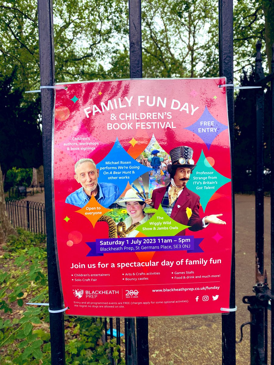 I’ll be helping out at this event in #Blackheath on Saturday - it’s FREE & everyone is welcome. LOADS of children’s entertainment & FANTASTIC authors performing & hosting workshops! Come along! #childrensbookfestival #daysoutwithkids #daysoutLondon #kidsoflondon #londonkids 🥳🥳