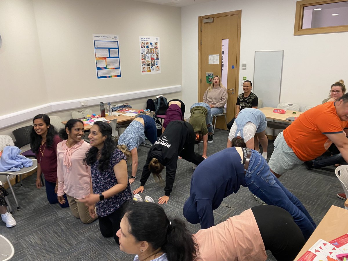 Amazing kick start to our 6b team building day! Thank you to @AliceClevely for our Yoga session and @NBT_Arts for our oragami session. Now have the wonderful @NBT_Staffpsych team in to run pitstop training. Such a lovely team atmosphere! ❤️ 🧠 @HelenLincoln2 @NmskNbt #nbtcares