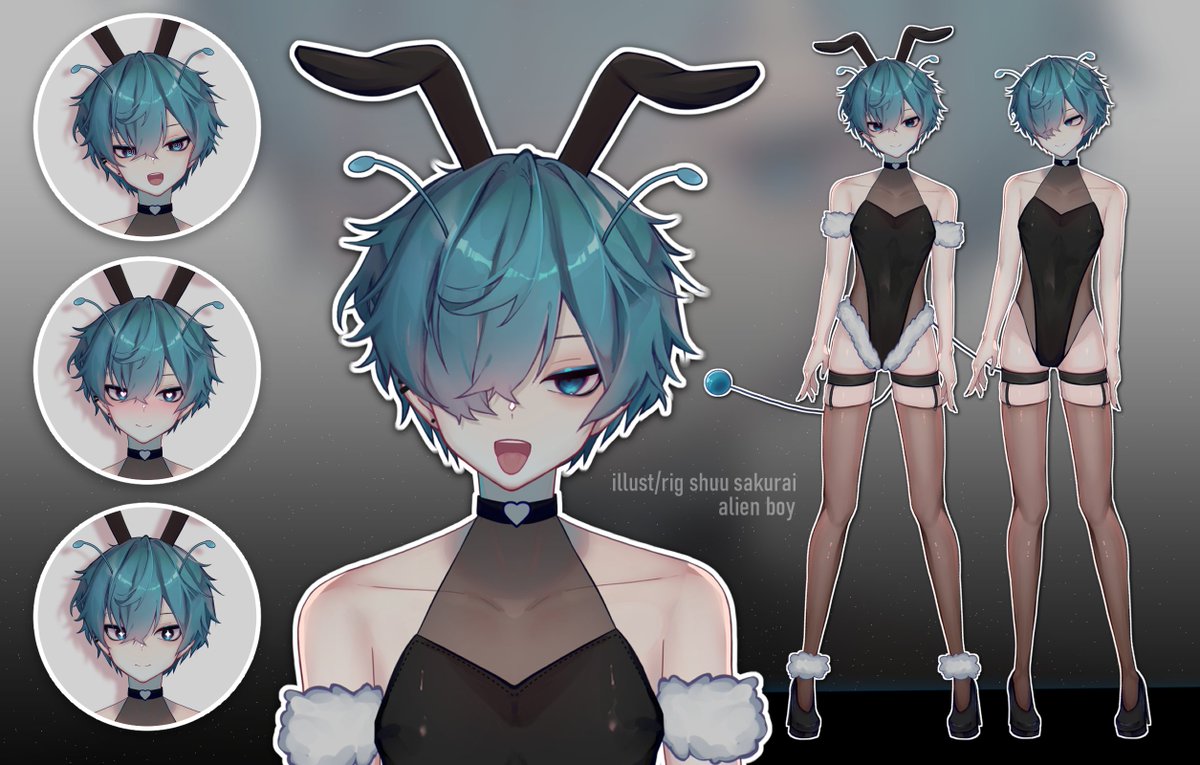 hi i'm shuu 👾💙 self made alien boy with a brand new summer outfit! #vtuber #uchuushuu