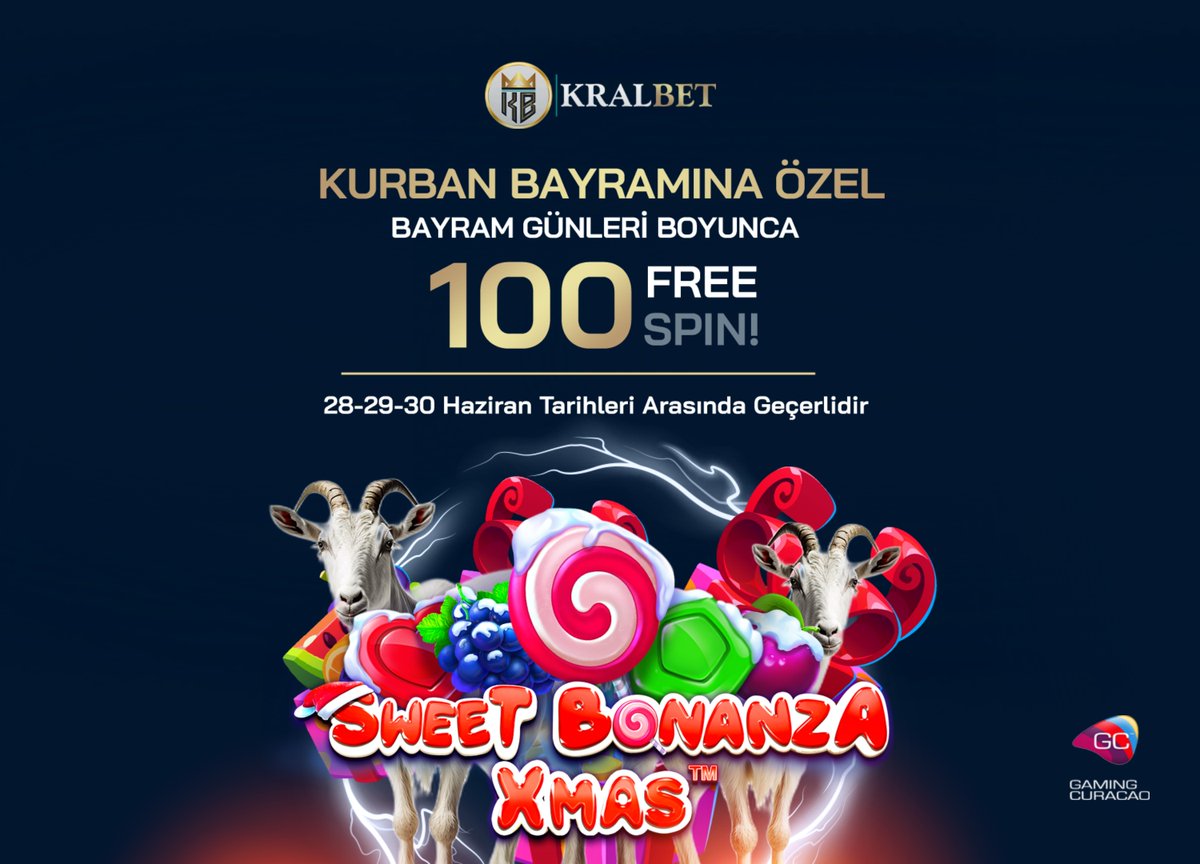 👑KRALBET'TEN KURBAN BAYRAM'INA ÖZEL 100 FREESPİN🍭

🐏BAYRAM BOYUNCA HER GÜN HERKESE SWEET BONANZA XMAS OYUNUNDA 100 FREESPİN HEDİYE 🎁

🕓28-29-30 Haziran tarihlerinde tek seferde minimum 500₺ Yatırım yap, ertesi günü 100 freespin kap! 🥰

📲Giriş : bit.ly/twtkralagir