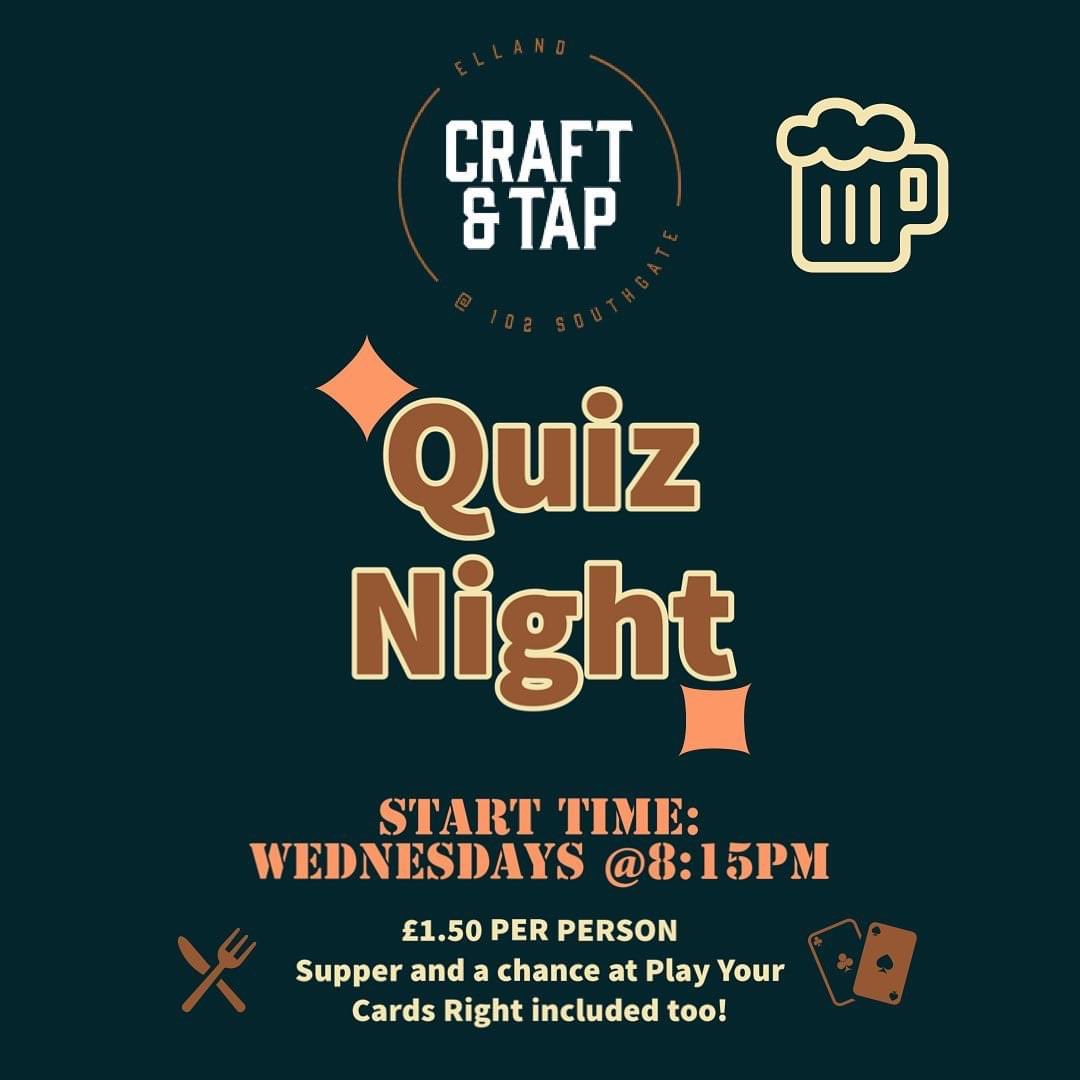 It’s quiz night!!! Join us from 8:15 to take on Dave’s questions and get your hands on some beer tokens!