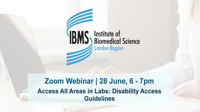 IBMScience's tweet image. In tonight&apos;s London Region webinar you can hear from Katherine Deane (East Anglia University) and Sue Alexander (Royal Marsden NHS FT) discussing #DisabilityAccess guidelines for labs. 

The session is open to all IBMS members interested.

More info: bit.ly/42QXFuL
