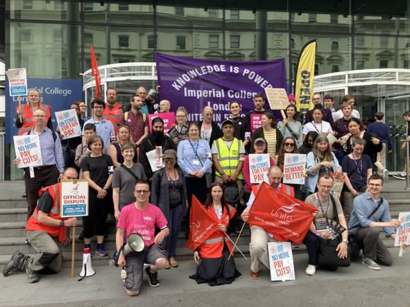 All the trade unions at Imperial College <a href="/ucu/">UCU</a> @unison <a href="/unitetheunion/">Unite the union: join a union</a> are united in struggle for fair pay. Imperial College can afford it and without it staff cannot deliver the education that students deserve.