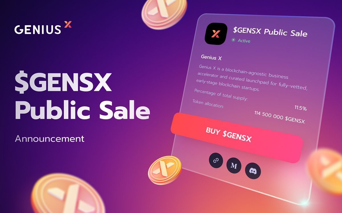 初创加速器#IDO @OfficialGeniusx Genius X 是 一项专注区块链多链的初创#加速器计划，使早期基于区块链的初创能够获得更多的支持从而建立有影响力的全球性公司。👇👇