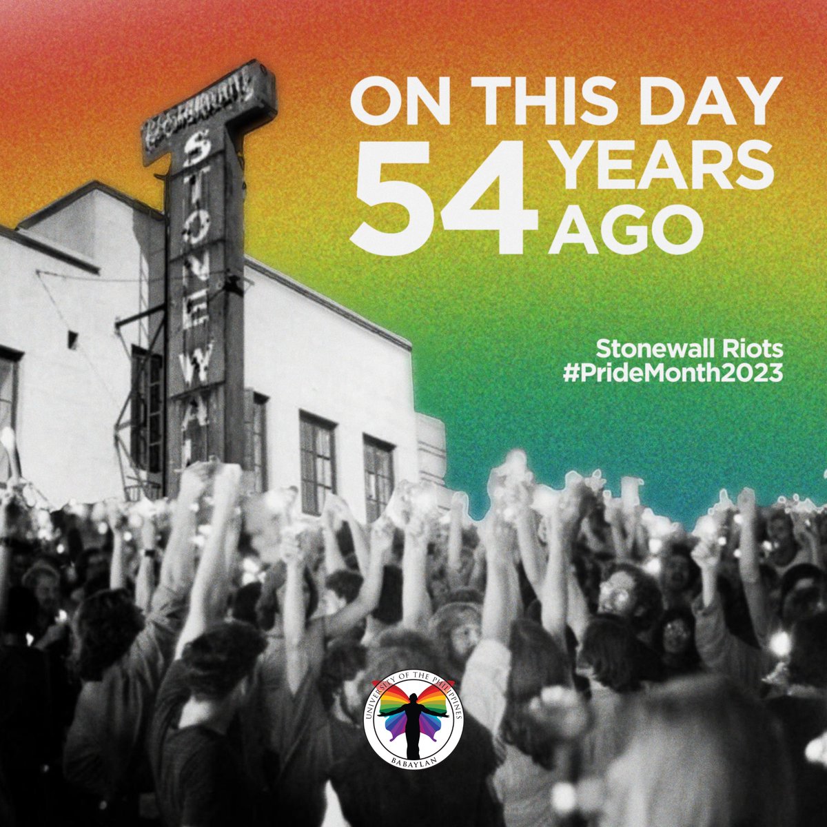 upbabaylan's tweet photo. On this day, 54 years ago, the Stonewall Riots sparked a series of protests; a moment in history which sparked the LGBTQI+ rights movement and the tradition of pride. 🏳️‍🌈🏳️‍⚧️✊

#SOGIEEqualityNow
#Pride2023
#PrideMonth https://t.co/zGnprAFKlY
