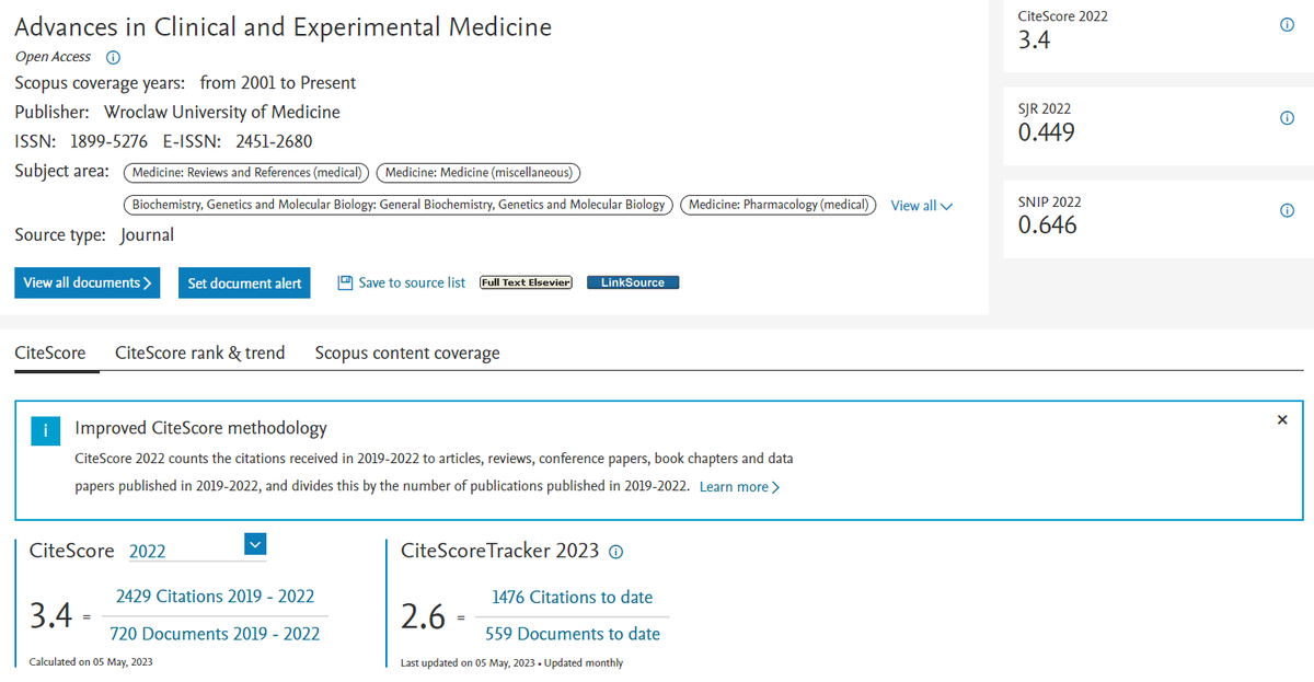 Publish in Advances in Clinical and Experimental Medicine! – We have a broad scope and publish papers from all fields of medicine and related sciences; – Our Impact Factor is 2.1 and steadily rising. For more click the URL below: advances.umw.edu.pl/source/Publish…