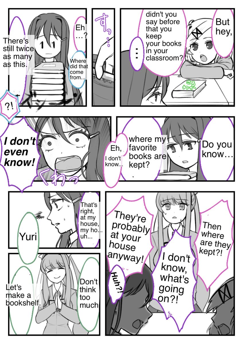 hataruwa_fanart's tweet photo. DDLC’s joke cartoon

"Teach the script to the club members because MC won't come" part2

#DDLCfanart #DDLC #ドキドキ文芸部　#DokiDokiLiteratureClub 
#secondarycreation https://t.co/SQnKYhukhn