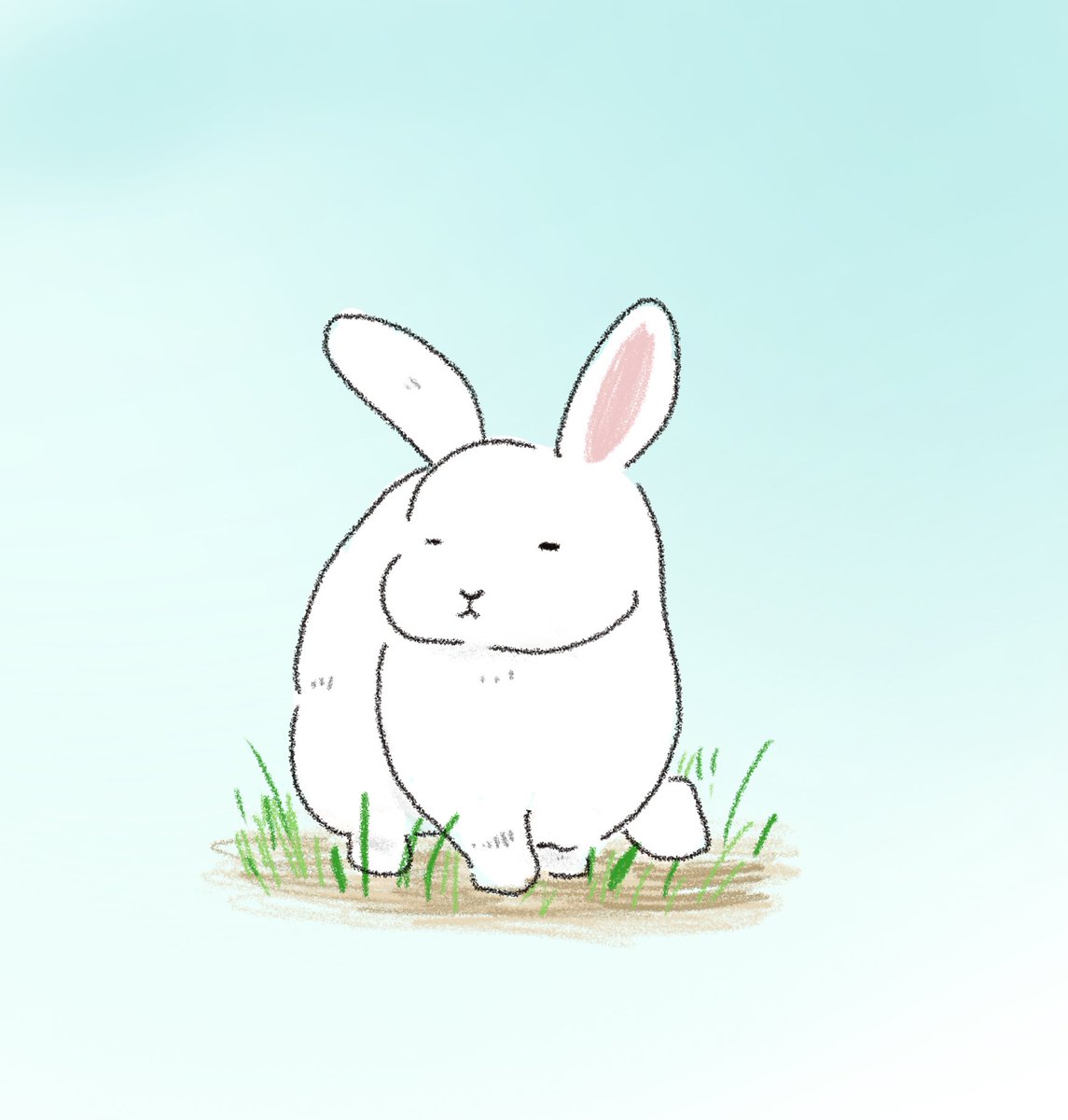 rabbit no humans grass animal focus solo full body blue background  illustration images