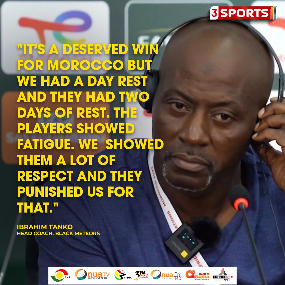'Morocco had two days rest and we had a day to rest'

Ibrahim Tanko after Ghana lost 5-1 to Morocco in the #TotalEnergiesAFCONU23 

#3Sports