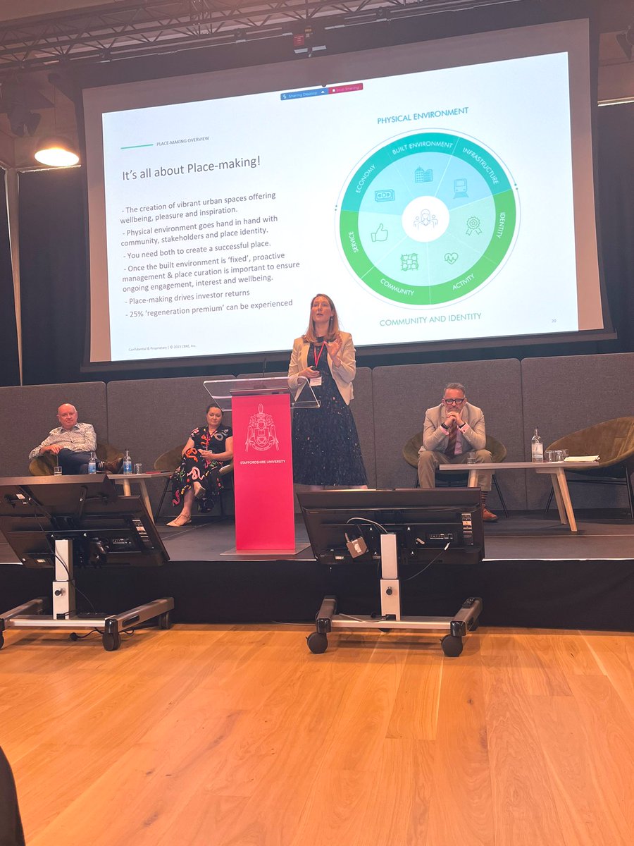 thinking_place's tweet photo. Speaking now is @Rhi1983, Director of Planning &amp; Development @CBRE_UK, Rhian is providing her insights &amp; experience, what the critical factors are when reimagining town centres and the importance of establishing &amp; embedding a long-term vision in a place #placepizzazz https://t.co/82ezYBNRL6