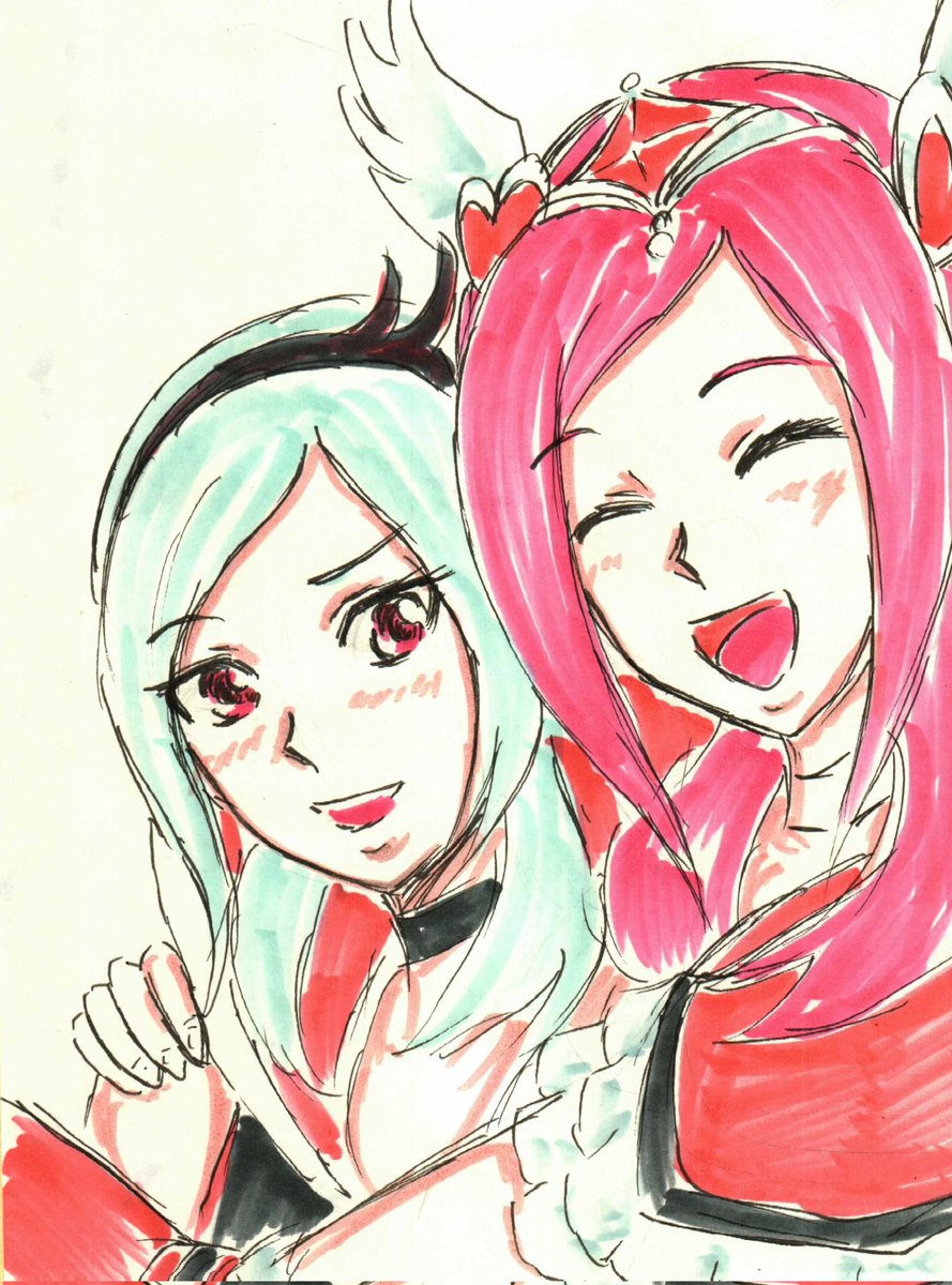 プリキュア「#プリキュア版深夜の真剣お絵描き60分一本勝負 時間外&過去お題参加。 6月25」|沖庵のイラスト