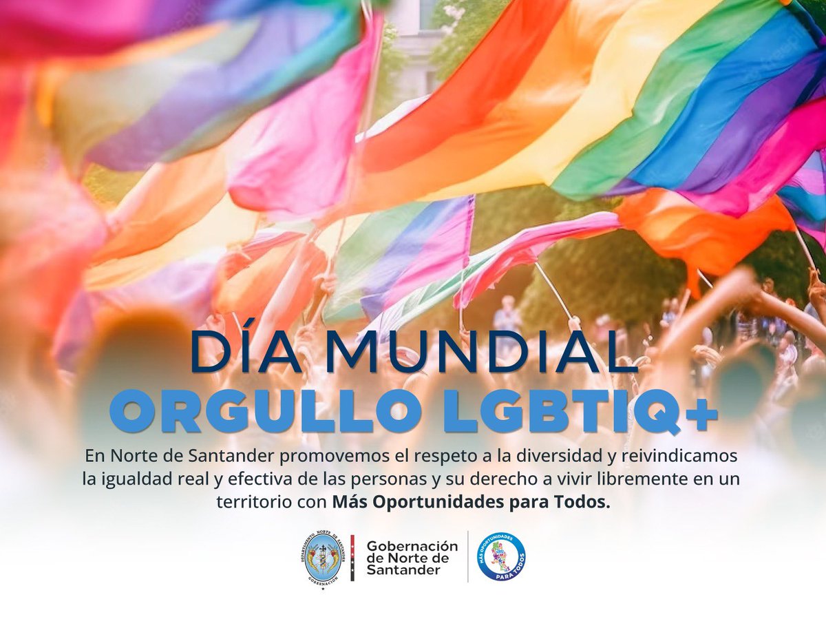 GoberNorte's tweet photo. En este día, desde la Gobernación de Norte de Santander, invitamos a todos los ciudadanos a respetar los derechos y las libertades de las personas, para hacer de nuestro departamento un territorio libre de homofobia y con Más Oportunidades Para Todos. https://t.co/QmFOfi1n6k