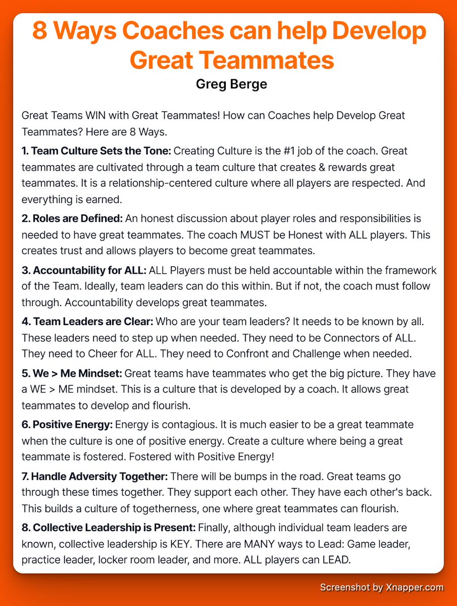Great Teams WIN with Great Teammates! How can Coaches help Develop Great Teammates? Here are 8 Ways.