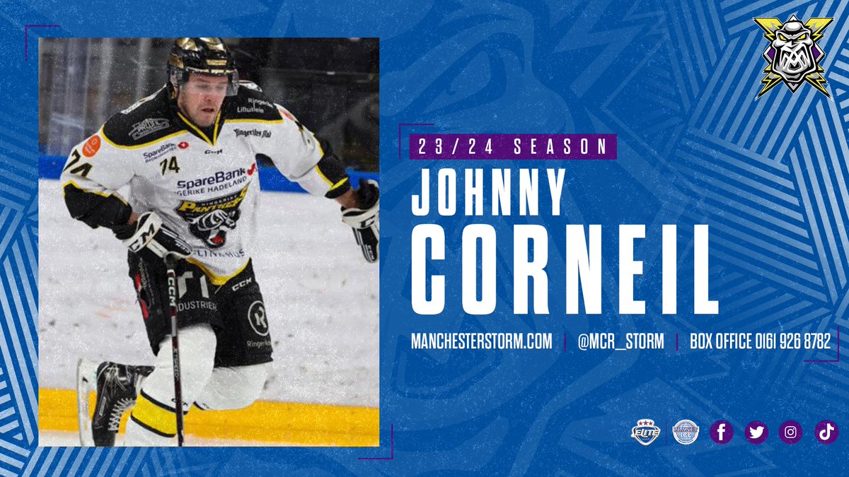 Mcr_Storm's tweet image. 𝗪𝗘𝗟𝗖𝗢𝗠𝗘 𝗧𝗢 𝗠𝗔𝗡𝗖𝗛𝗘𝗦𝗧𝗘𝗥 🙌

Manchester Storm are proud to announce the addition of highly-skilled forward Johnny Corneil, most recently of Ringerike (Norway) 🇳🇴

➡️🌐 bit.ly/46sVW1w

#WeAreStorm | #Manchester