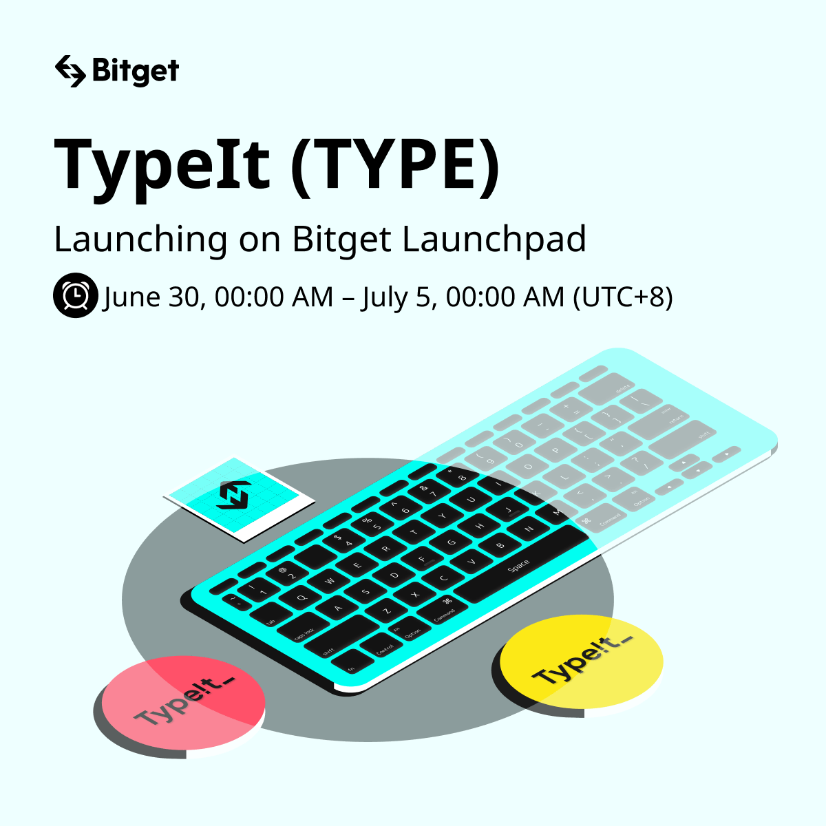 bitget's tweet photo. 🔥 #BitgetLaunchpad is coming!

@typeit_ launches on #Bitget Launchpad on June 30!

Invest $BGB to share 20M $TYPE!

Holding calculation period: June 30, 12 AM - July 5, 12 AM UTC+8

🎁 A total of $100 giveaway for 10 winners! RT + TAG 3 friends

Details: https://t.co/8N7YNUohw8 https://t.co/yER1lue32x