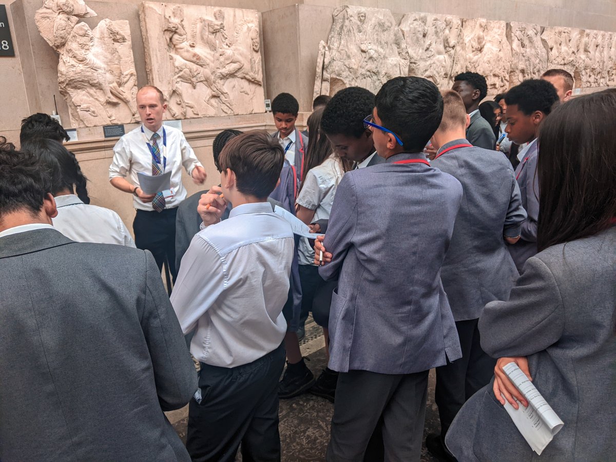 Year 9 and 10 Classics students at the @britishmuseum  visiting the exhibition on Greece and Persia, to see the Parthenon frieze and to look at depictions of women in the Ancient world. @classicsforall @Hellenic_Soc @Classical_Assoc @CamClassics