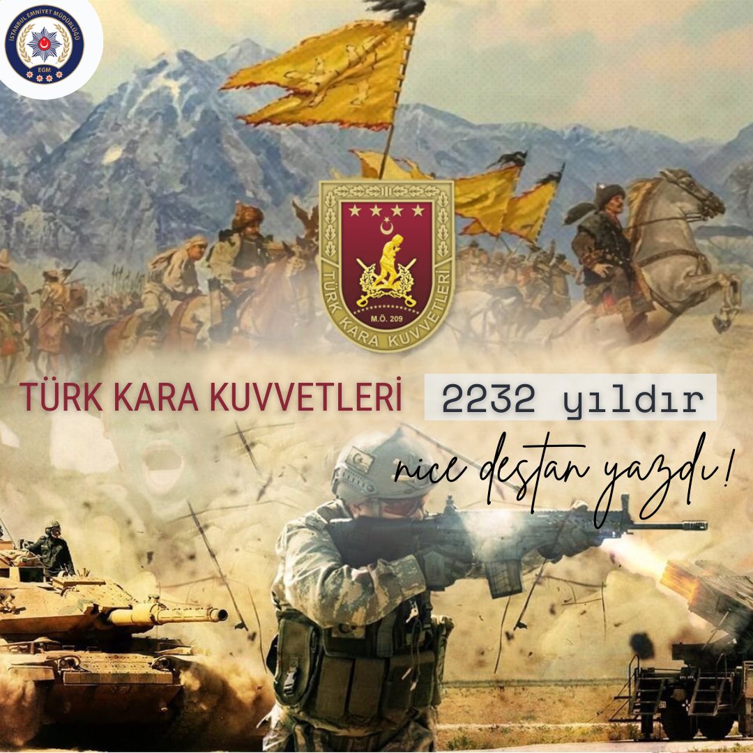 Türk Kara Kuvvetlerimizin  kuruluşunun 2.232'nci yıl dönümü kutlu olsun 🇹🇷

#TürkKaraKuvvetleri2232Yaşında