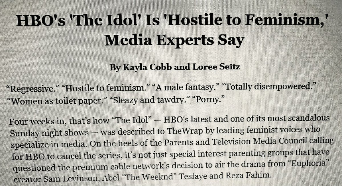 HBO CANCEL YOUR SHAMEFUL (the idol) AnnPMeredith.com6.28.23 WOMEN IN FILM & TELEVISION