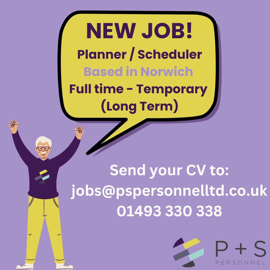 P&S Personnel (@pspersonnel1) on Twitter photo NEW JOB!! ๐ฃ๐ฃ
๐ Planner / Scheduler
๐ Based in Norwich
๐ Long term Temporary
APPLY NOW!! ๐๐
lnkd.in/ePECXC3i
01493 330 338
jobs@pspersonnelltd.co.uk
#scheduler #newjob #norwich #norfolk #applynow #planner #temporary #administration #recruiting #recruitment NEW JOB!! ๐ฃ๐ฃ
๐ Planner / Scheduler
๐ Based in Norwich
๐ Long term Temporary
APPLY NOW!! ๐๐
lnkd.in/ePECXC3i
01493 330 338
jobs@pspersonnelltd.co.uk
#scheduler #newjob #norwich #norfolk #applynow #planner #temporary #administration #recruiting #recruitment