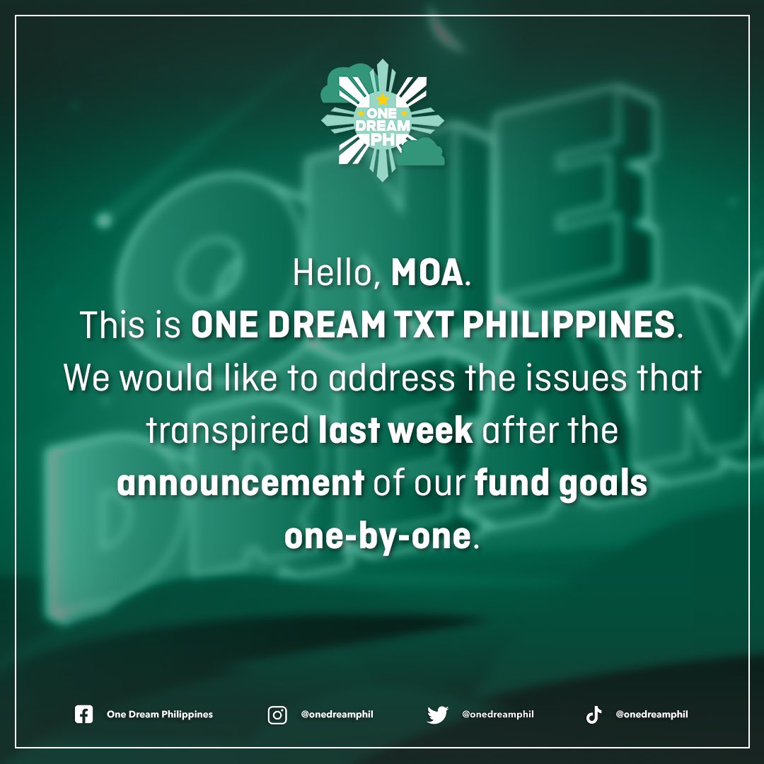 onedreamtxtph's tweet photo. [ODP Official Statement]

We'd like to ask for MOAs to read through the thread below which will discuss:

- Responses From Admins
- "Absurd" Goals
- Huening Cake Project
- Fundraising Efforts
- Demand of TXT &amp; The Venue

#OneDreamTXTPhilippines
#ODPOfficialStatement https://t.co/XWdcEXr7ma