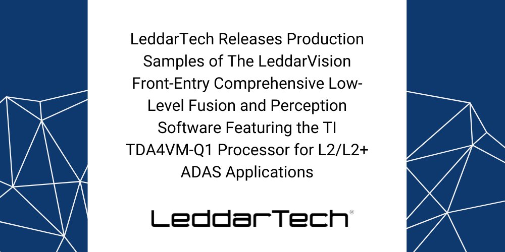 Leddar_Tech's tweet image. 📢 Exciting news! 📢hubs.li/Q01W3chV0 LeddarTech Releases Production Samples of the LeddarVision Front-Entry (LVF-E) Comprehensive Low-Level Fusion and Perception Software Featuring the TI TDA4VM-Q1 Processor for L2/L2+ ADAS Applications😎 #LeddarTech #ADAS #Technology