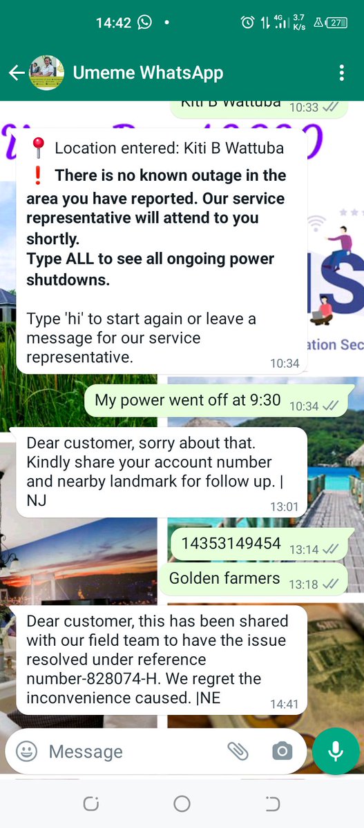 diatukundane's tweet photo. @UmemeLtd , your response TAT later on resolution of service is very wanting,
If it's taking youore than 5hours from the customer reaching out to even give a reference number,

Is your SLA for power restoration a whole year or what https://t.co/5oQnXu1bOF