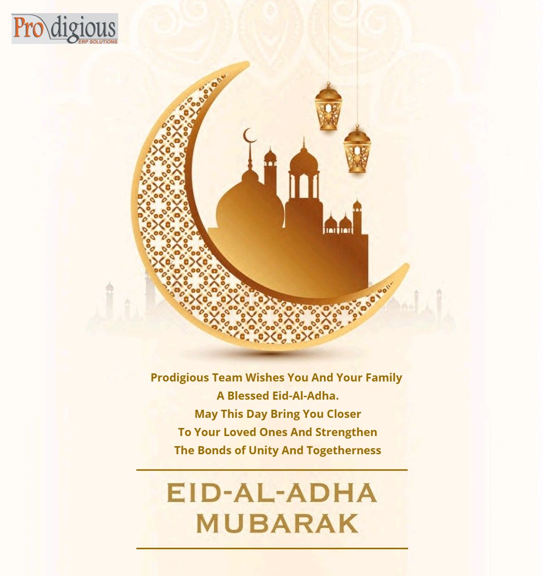 Prodigious_ERP's tweet photo. 🌙Celebrating the sacred festival of Eid Al Adha🌙

On the joyous occasion of #EidAlAdha, the Prodigious team extends our warmest greetings to you &amp; your loved ones. #EidMubarak 

#EidAlAdha #Eid #EidulAdha #HappyEid  #EidUlAdha2023 #EidMubarak2023 #EidAlAdhaMubarak #Eid2023 https://t.co/q8q5teGF6H