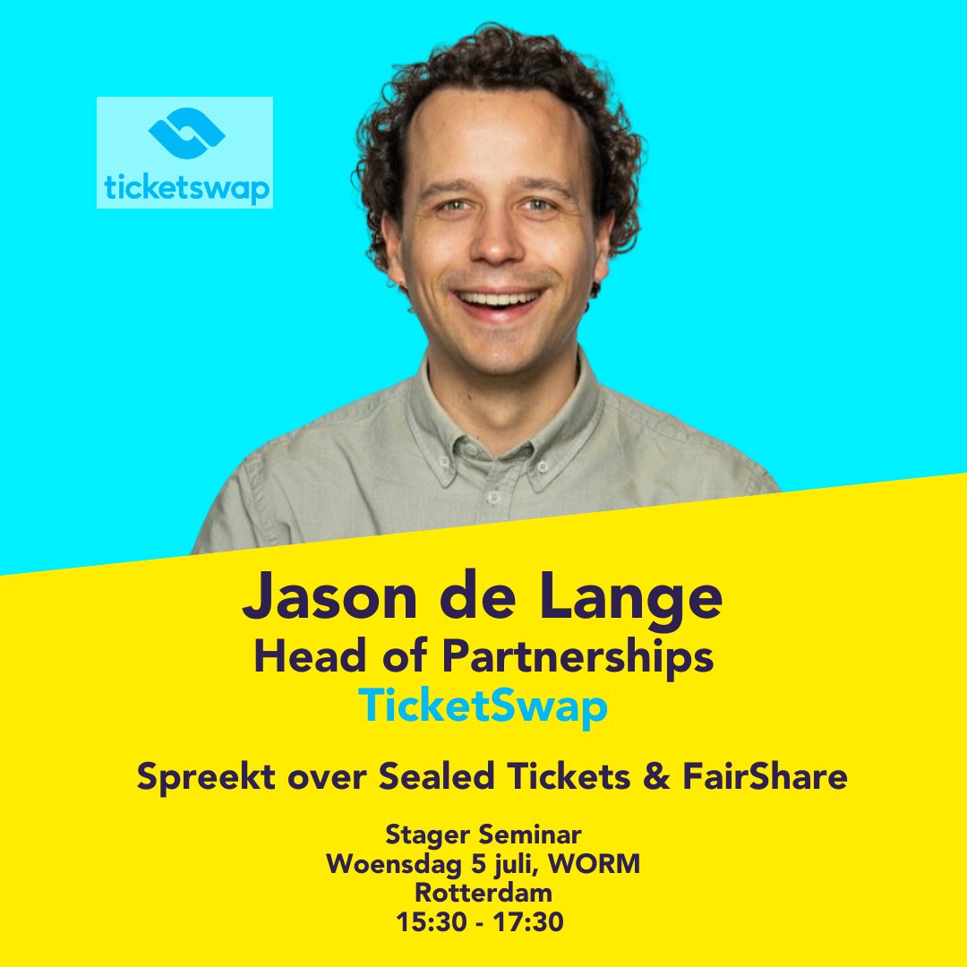Tijdens onze seminar spreekt Jason de Lange van <a href="/TicketSwap/">TicketSwap</a> over sealed tickets en FairShare.

Meld je aan via: tinyurl.com/3cht8cep