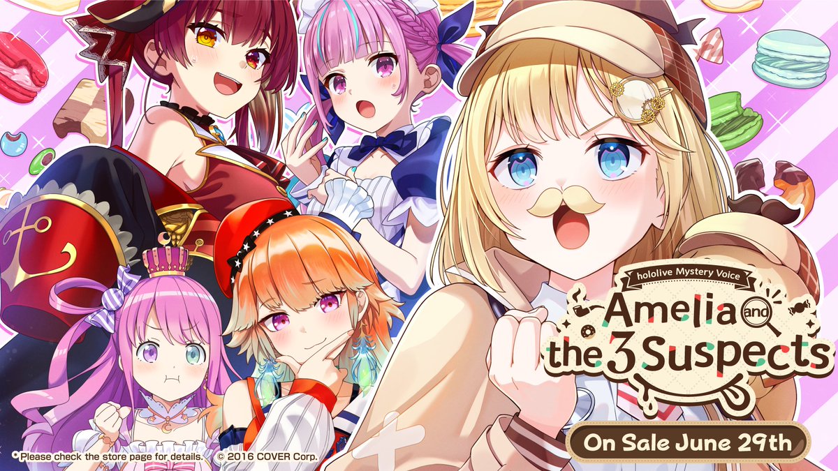 The special voice pack 'Amelia and the 3 Suspects' is now available! Detective @watsonameliaEN is hunting down the person who ate Luna's snacks!🔎 Is Assistant @takanashikiara also sussy? It comes with the English screenplay! Check it out! 🛒shop.hololivepro.com/en/products/ho… #hololive