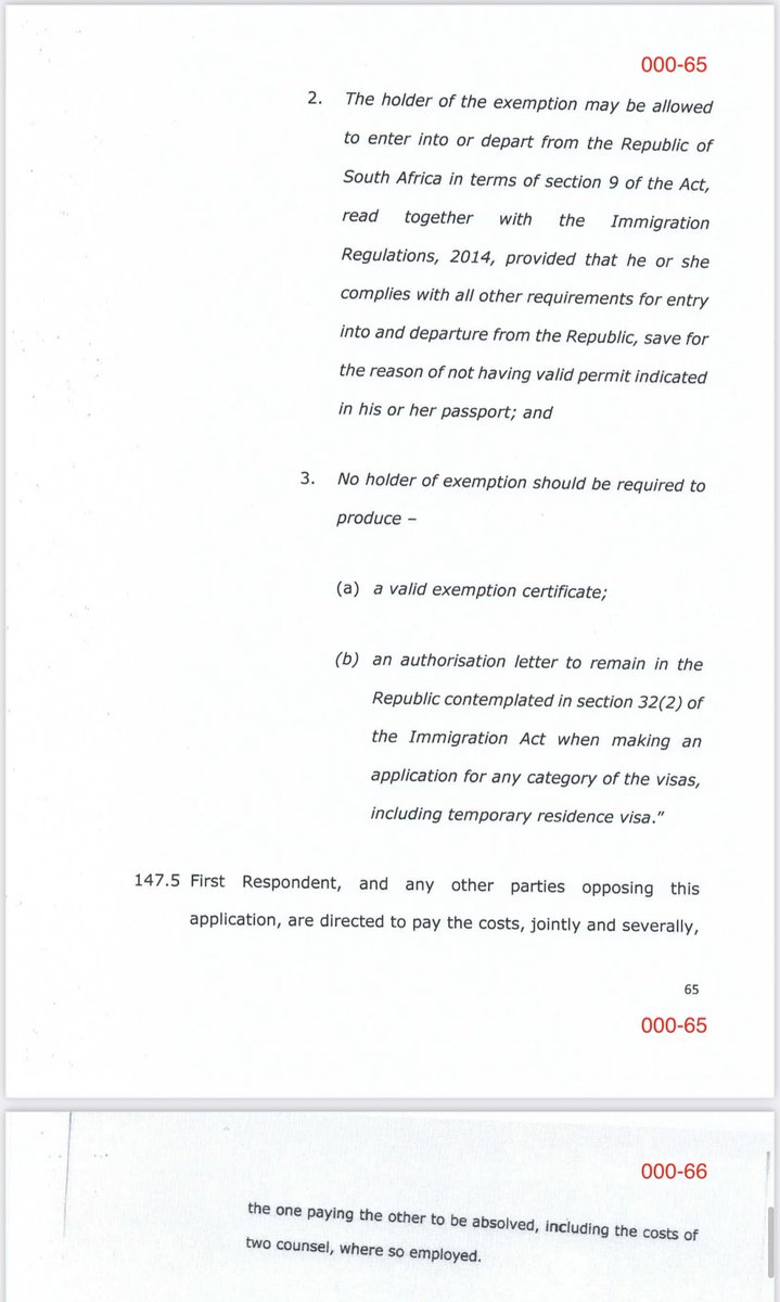 JUST IN : HA Min Dr.  Motsoaledi’s Dec 2021 decision to terminate the #ZEP, grant a limited 12 month extension &amp; to refuse extensions beyond 30 June 2023 has been declared unlawful, unconstitutional &amp; invalid by a full bench in the Gauteng High Court in Pretoria. #SABCNews