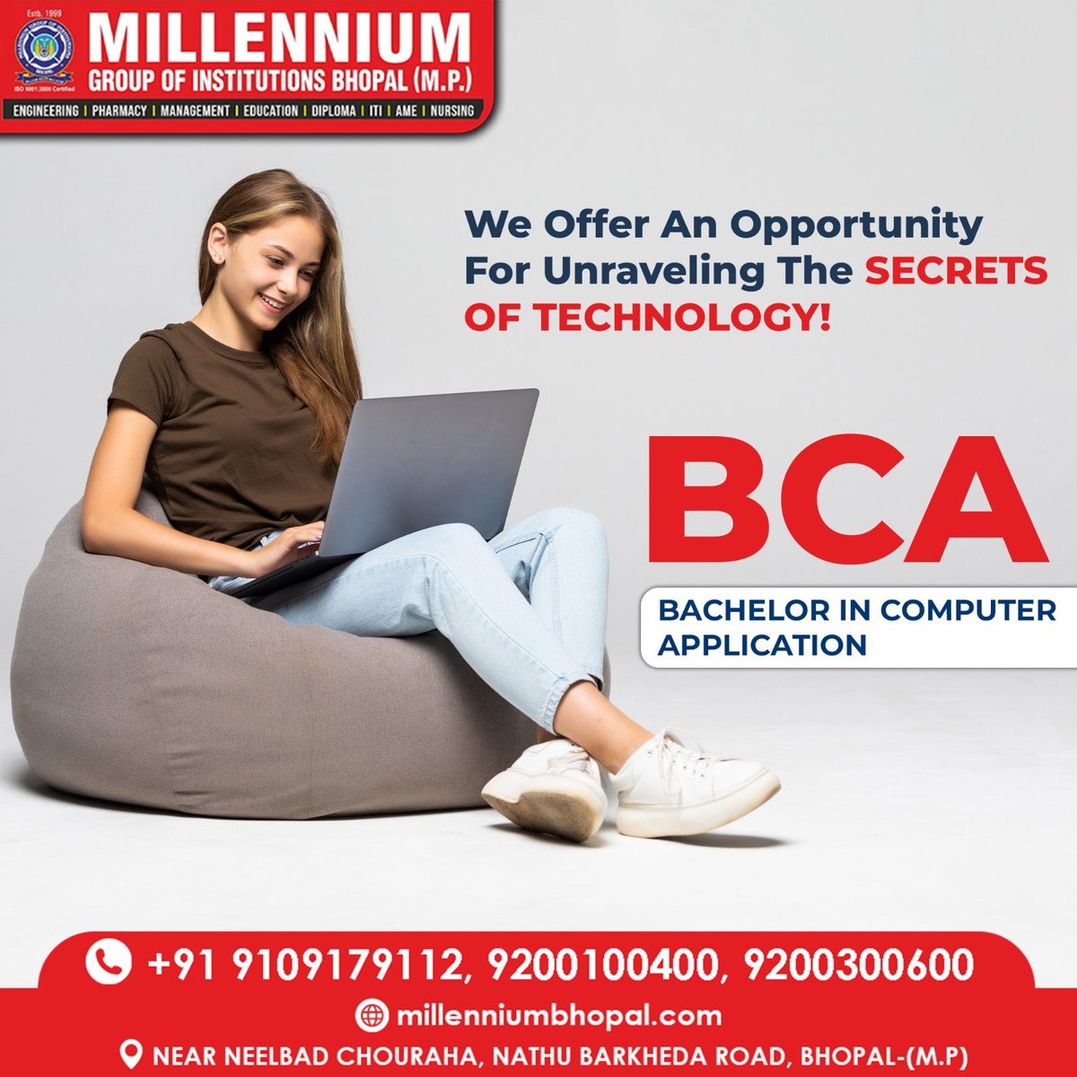 talktomgi's tweet image. &quot;Unleash your creativity and problem-solving skills with Millennium Group&apos;s BCA program. Join us and embark on a transformative educational journey. #EmpowerYourSkills #MillenniumGroupAdmissions #bachelorofcomputerapplications #computerscience #sheetalsharmaedu #studygram