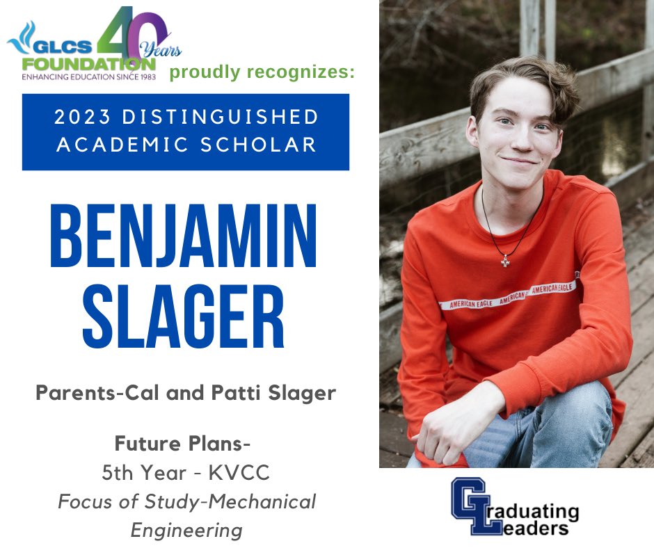 We’re excited to individually recognize the Gull Lake Class of 23’s Distinguished Academic Scholars! Congrats to Benjamin Slager! #glcsf