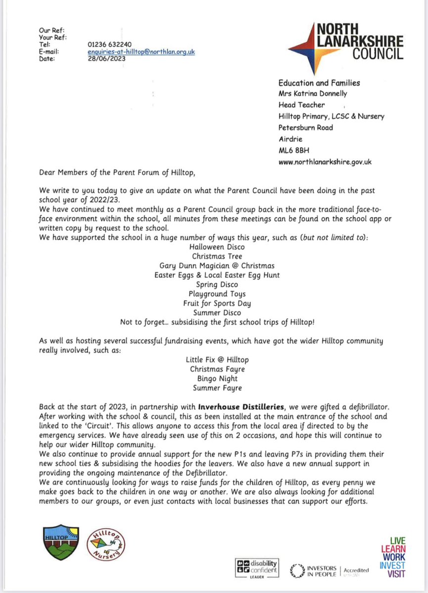 Hilltop Parent Council tweet media