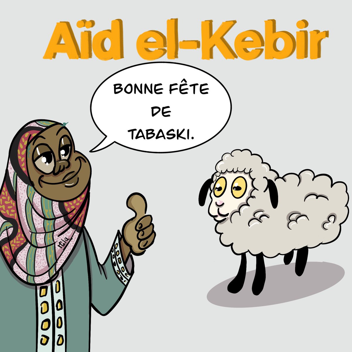 AgoutiRose's tweet photo. Bonne fête de tabaski! 🐏🐑🐏#agoutirose #illustration #comicstrip #comic #artist #bandedessinee #bd #procreate #Tabaski #AidElKebir https://t.co/PyiR7RlNzz