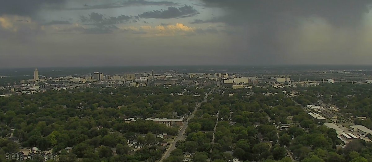 Thunderstorm moving towards Lincoln at 7 AM. Brief heavy rain possible.