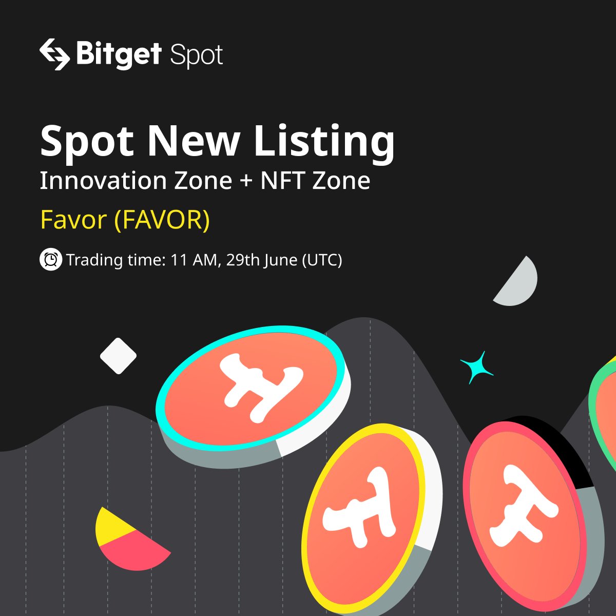 🆕 Spot New Listing #Bitget will list $FAVOR/USDT @favor_alliance on June 29, 11 AM UTC with up to 1,395,000 FAVOR to be won! ✅ Deposit now! 🎁 A total $100 #giveaway for 10 ppl! RT + TAG 3 friends Listing Info: bitget.com/en/support/art… Campaign Info: bitget.com/en/support/art…