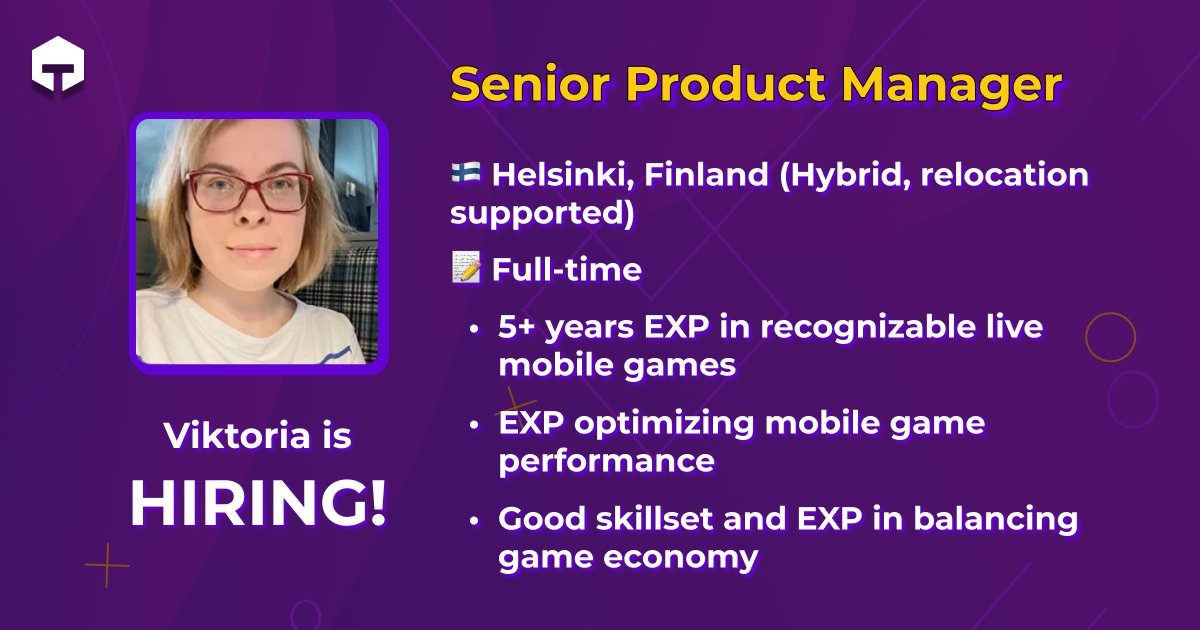 We are #NowHiring for a Senior Product Manager!

📅 Role: Senior Product Manager 
📝 Type: Full-time
🗺️ Location: Helsinki, Finland (hybrid, relocation is supported)

🔗 Job Description:
gamesfactorytalents.zohorecruit.eu/jobs/Careers/1…

#gamedev #gamejobs #gamedevjobs #hiringnow #gamedevelopment